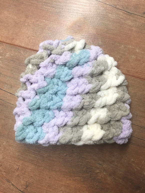 Multicolored Blue/Purple Crocheted Hat