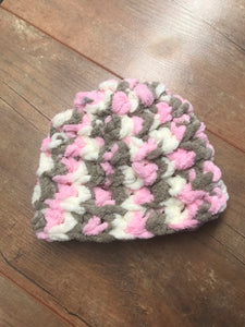 Multicolored Pink Crocheted Hat